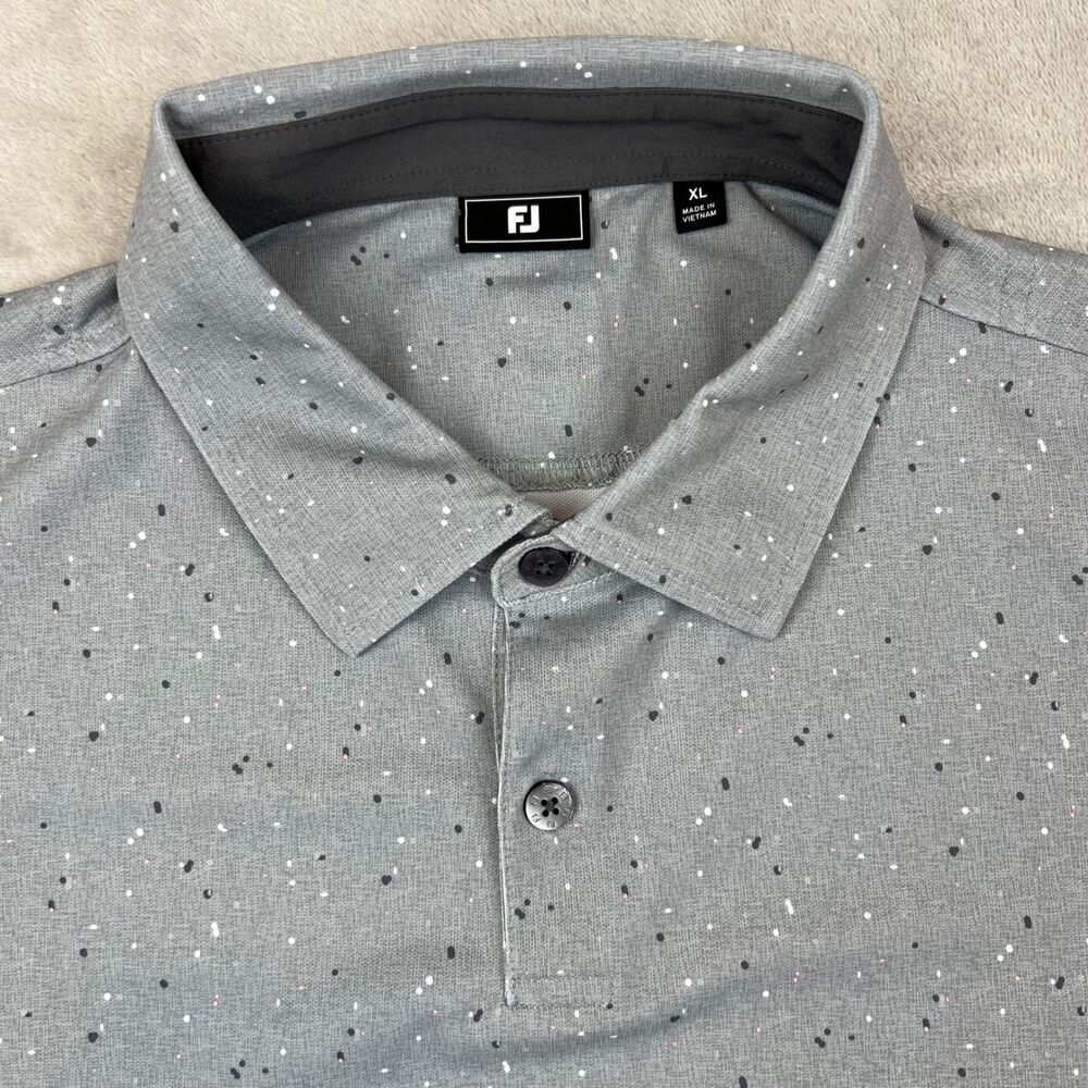 FootJoy Mens XL Golf Polo Shirt Gray Speckle Reflection Bay Logo ProDry Stretch